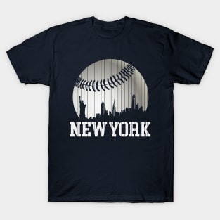 New York NY Skyline Baseball Stripes For Game Day Retro Style T-Shirt